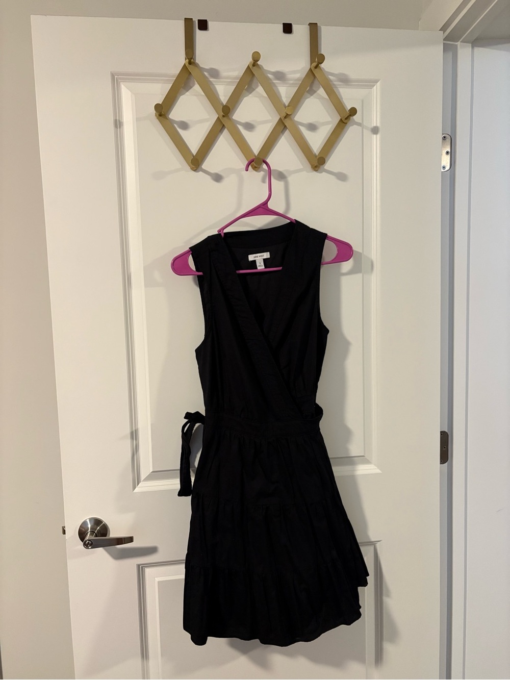 Nine West Black Sleeveless Wrap-Style Dress